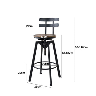 Levede 1x Bar Stool Industrial Adjustable-1831592704090443778