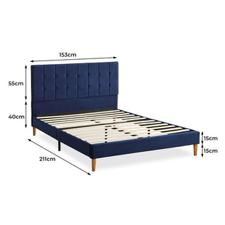 Levede Bed Frame Queen Size Mattress Blue-1843791437326585858