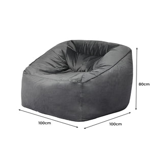 Marlow Bean Bag Chair Cover Soft Velvet Dark grey-1831592770192674818