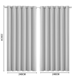 2x Blockout Curtains Panels 3 Layers Grey-1843791447480995842