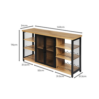 Levede Bar Cabinet Buffet Sideboard Oak-1831592521936015362