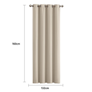 2x Blockout Curtains Panels 3 Layers Beige-1831592993895878658