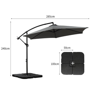 Mountview 3M Outdoor Umbrella Cantilever Grey With Base-1843791319630221314