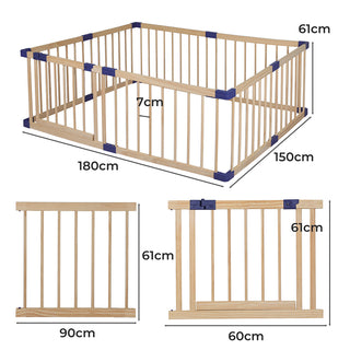 BoPeep Kids Playpen Wooden Baby Safety Large-1831592601933975554