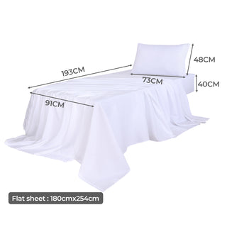 Dreamz 3pcs Sinigle Size 100% Bamboo Bed Sheet Set in White Colour Single-1848848587849601026