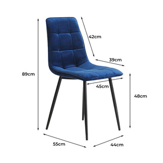 Levede 4x Dining Chairs Kitchen Velvet Blue-1848848557784829954