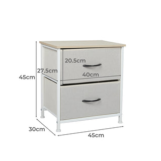 Levede Chest of 2 Drawers Bedside Table Beige-1831592896088903682