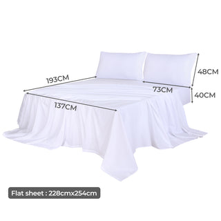 Dreamz 4pcs Double Size 100% Bamboo Bed Sheet Set in White Colour-1848848586327068674