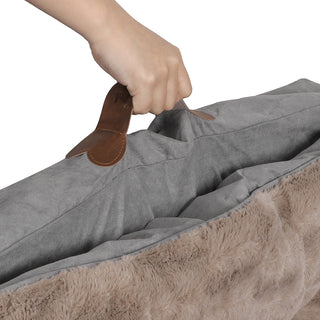 Dog Calming Bed Warm Soft Plush Comfy XL Khaki X-Large-1843791335375638533