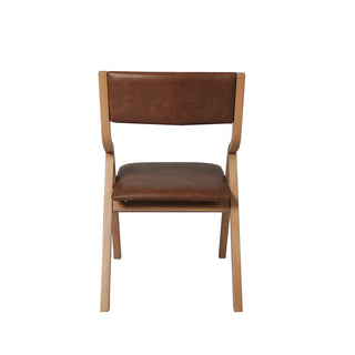 Levede 2x Dining Chairs Foldable PU Brown-1848848559278002181