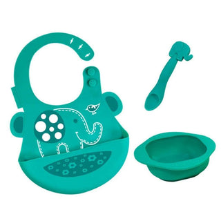 Marcus & Marcus-Baby Silicone Feeding Gift Set Ollie the Elephant green-1826049092493643776