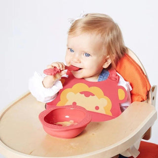 Marcus & Marcus-Baby Silicone Feeding Gift Set Marcus theLion- Red-1826049092288122883