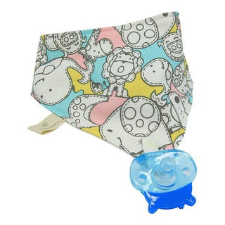 Marcus & Marcus- Organic Bandana Bib & Pacifier Bib Lucas the Hippo- Blue-1826049086592258048