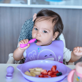 Marcus & Marcus -Palm Grasp Silicone Spoon & Fork Set Marcus the Lion- Red-1826049087728914437