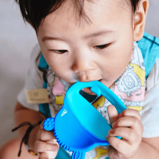 Marcus & Marcus- Sensory Silicone Teether Lucas the Hippo- Blue-1848848466084761602