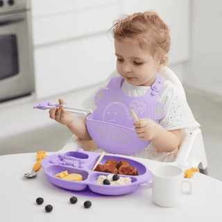 Marcus & Marcus -Yummy Dips Suction Divided Plate Lucas the Hippo- Blue-1826049091067580421