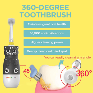 MEGA TEN 360-Degree Kids Electric Toothbrush with LED Light 1-4 Yrs Monkey-1826049123732819971