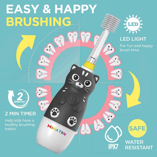 MEGA TEN 360-Degree Kids Electric Toothbrush with LED Light 1-4 Yrs Monkey-1826049123732819972