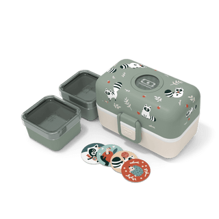 Monbento Tresor Graphic Kids's Bento Box- Green Raccoon Green Raccoon-1826049129499987970