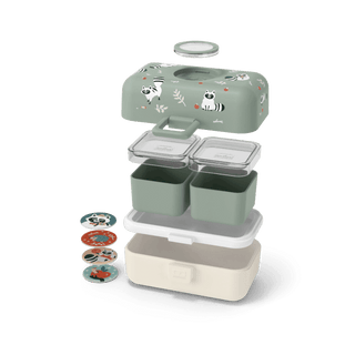 Monbento Tresor Graphic Kids's Bento Box- Green Raccoon Green Raccoon-1826049129499987972