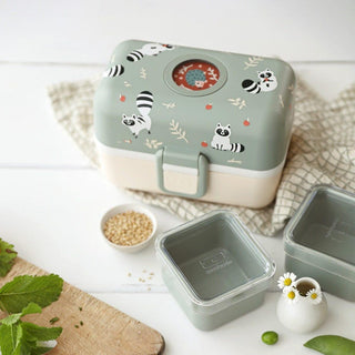 Monbento Tresor Graphic Kids's Bento Box- Green Raccoon Green Raccoon-1826049129499987974