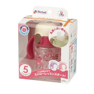 Richell Sippy Cup 200ml Pink Deer-1826052141597462529