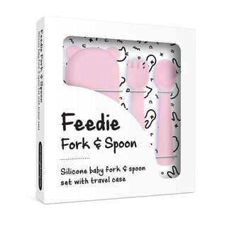 We Might Be Tiny Feedie Fork Spoon Set- Powder Pink-1826052228146925571