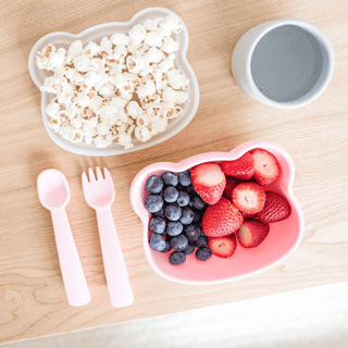 We Might Be Tiny Feedie Fork Spoon Set- Powder Pink-1826052228146925573